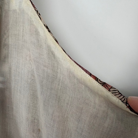 Denim 24/7 Maxi Dress 28W Pink Brown Paisley Peacock Ruffle V-Neck Sleeveless - Picture 4 of 10